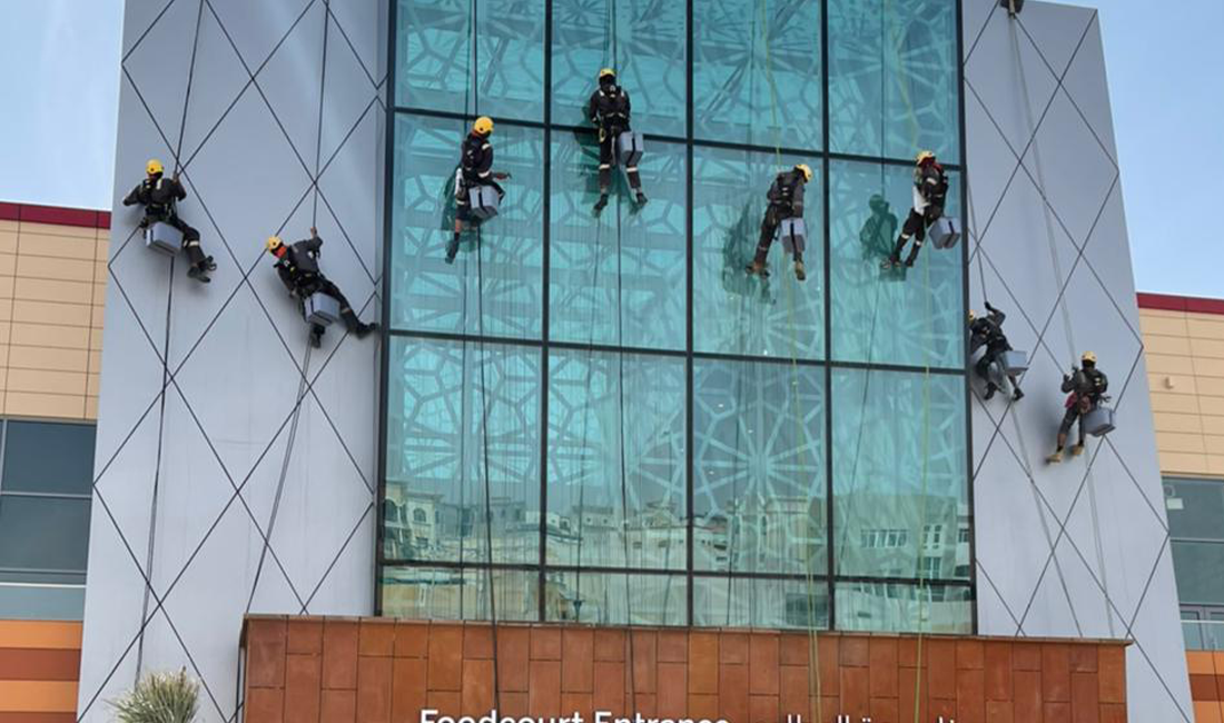 Rahmania mall Sharjah | Façade & Glass cleaning by rope access